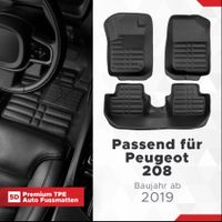 5D Premium Auto Fussmatten Peugeot 208 Baujahr ab 2019