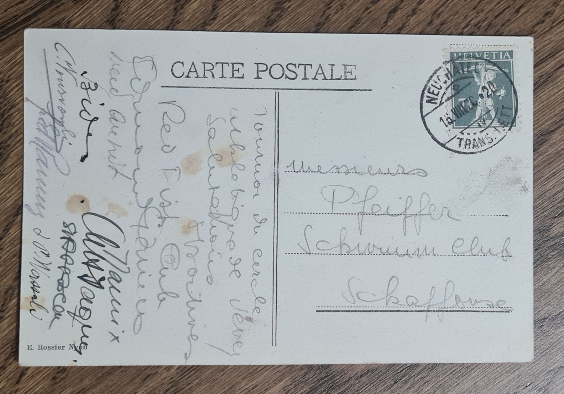 Cartoline postali: Vevey mit Pferdekutsche 1920 – Usato da Ebikon venduto da Donar50 1