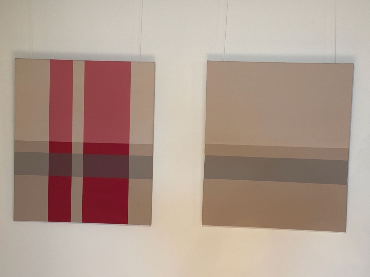 Posters & Illustrations: Abstraktes Bild gemustert rot beige  – D'occasion à Oberwil b. Zug par hallihallo12