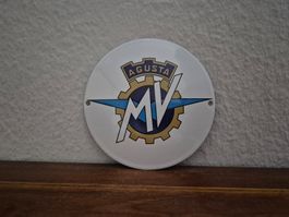Emailschild MV Agusta Motorrad Werkstatt Logo Emaille Schild