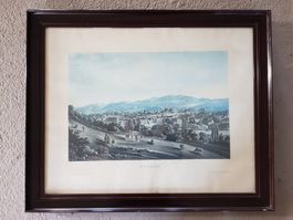 Seltener grosser Stich J. B. Isenring blauer Abzug - Rarität