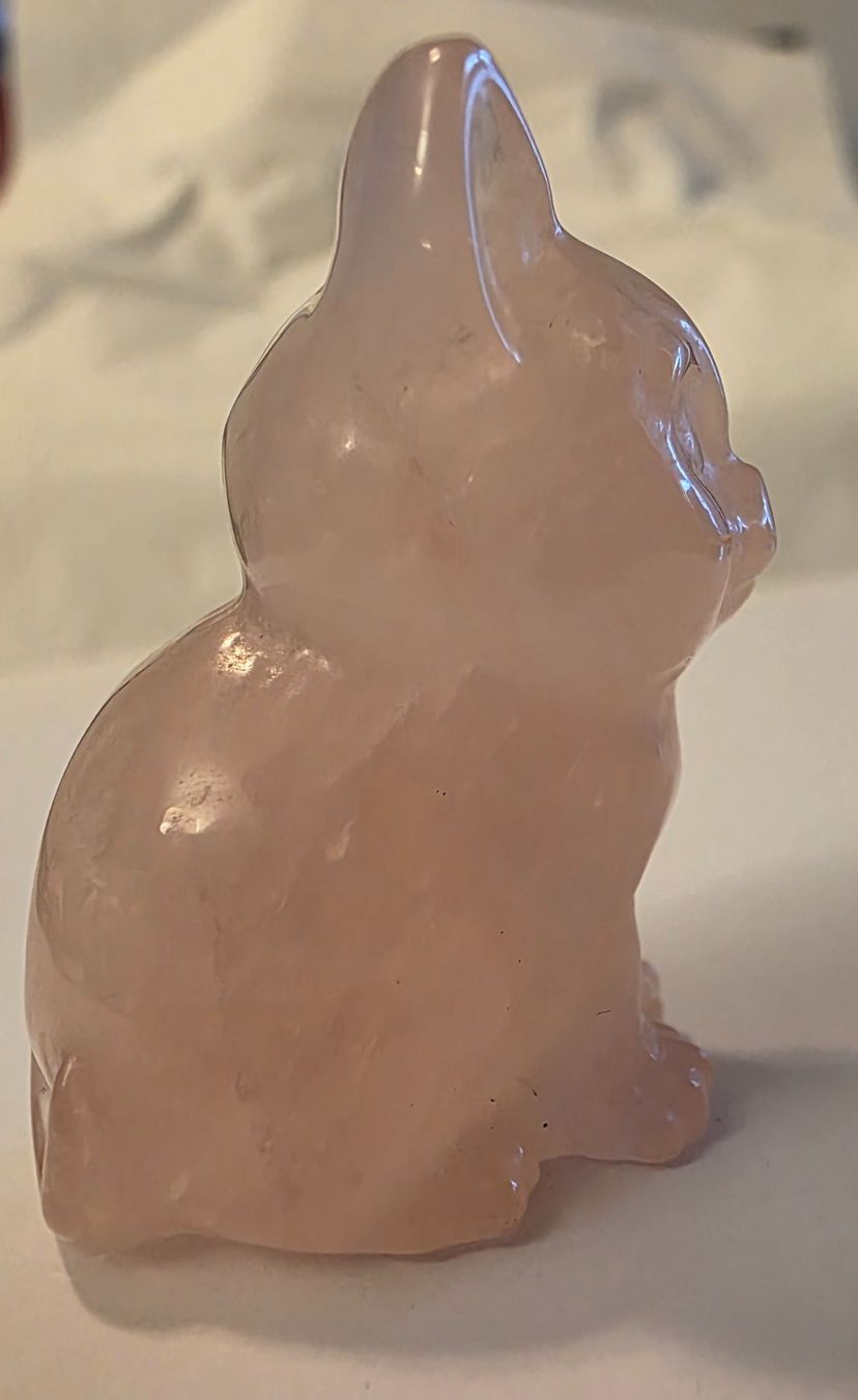 Statuette: Rosenquarz Katze Statue / Figur – Nuovo e nell'imballaggio originale da Menziken venduto da Mirager 4