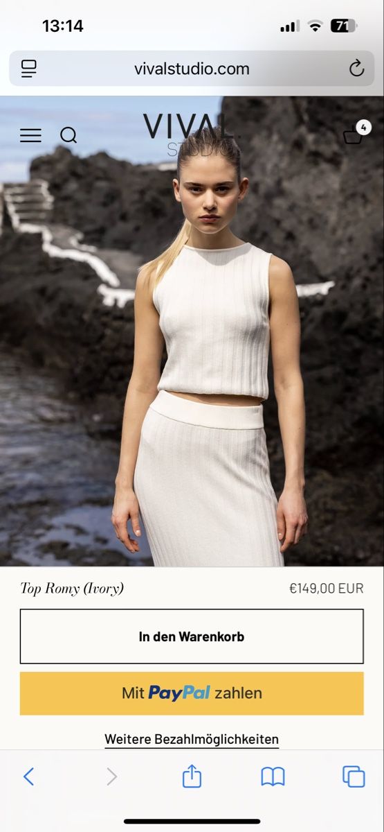 Top: Vival Studio Top Romy, Ivory - Gr. M – Usato da Andwil SG venduto da nin_y2zm