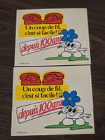 2 Vintage PTT Stickers un coup de fil - 100ans