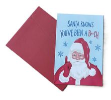 Weihnachtskarte SANTA KNOWS YOU'VE BEEN A B**CH  (neu, OVP)