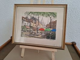 🎨 Superbe Œuvre Vintage-Signée : "Place du Tertre"- LEANDRU