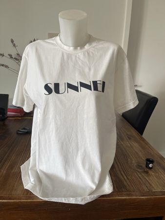 T-shirt blanc SUNNEI logo  M unisexes 100% Cotton état neuf