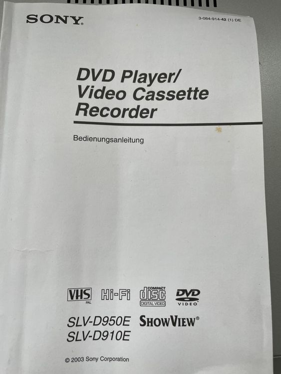 Sony DVD/VHS Player SLV-D950E - Nostalgie pur! Inkl. VHS (Gebraucht) in ...
