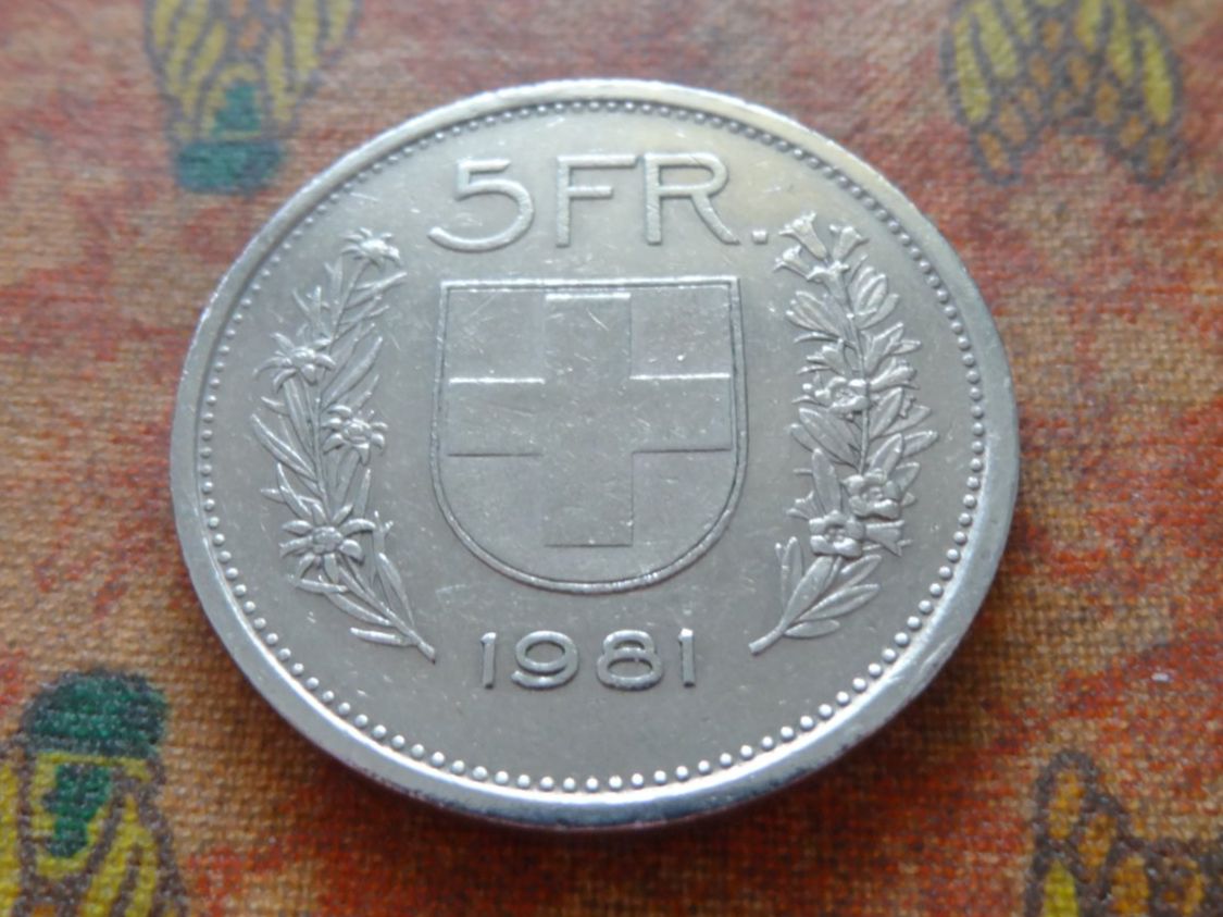 Tutti le monete: 5 Fr. 1981 – Usato da Romanel-sur-Lausanne venduto da Swift13