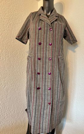 Vintage Gestreiftes Kleid Sommerkleid Gr L Grau