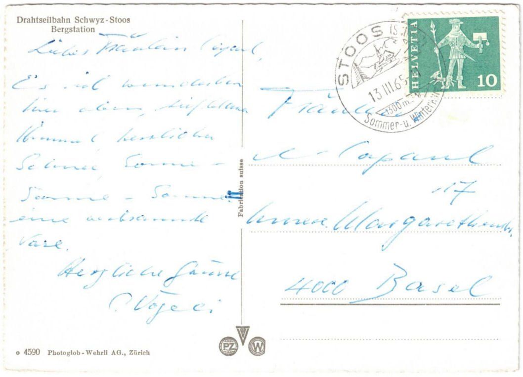 Cartoline postali: Stoos - Standseilbahn mit Mythen – Usato da Binningen venduto da Mountainrider 1
