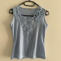 ROMANTIC VINTAGE Y2K BABY BLUE SUMMER TOP S M