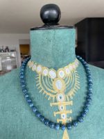 Vintage Lavastein Kette Silberperlen & schönem Silberschloss