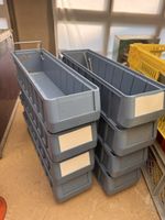 Graue Lagerboxen mit Etikettenhalter, 8 Stück, Top!