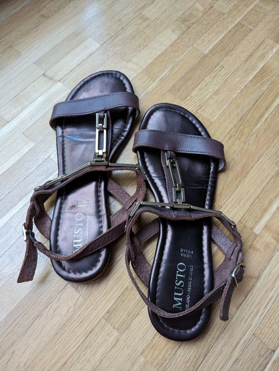 Schicke Sandalen mit Mode-Goldschmuck "MUSTO" Milano Gr. 38 4
