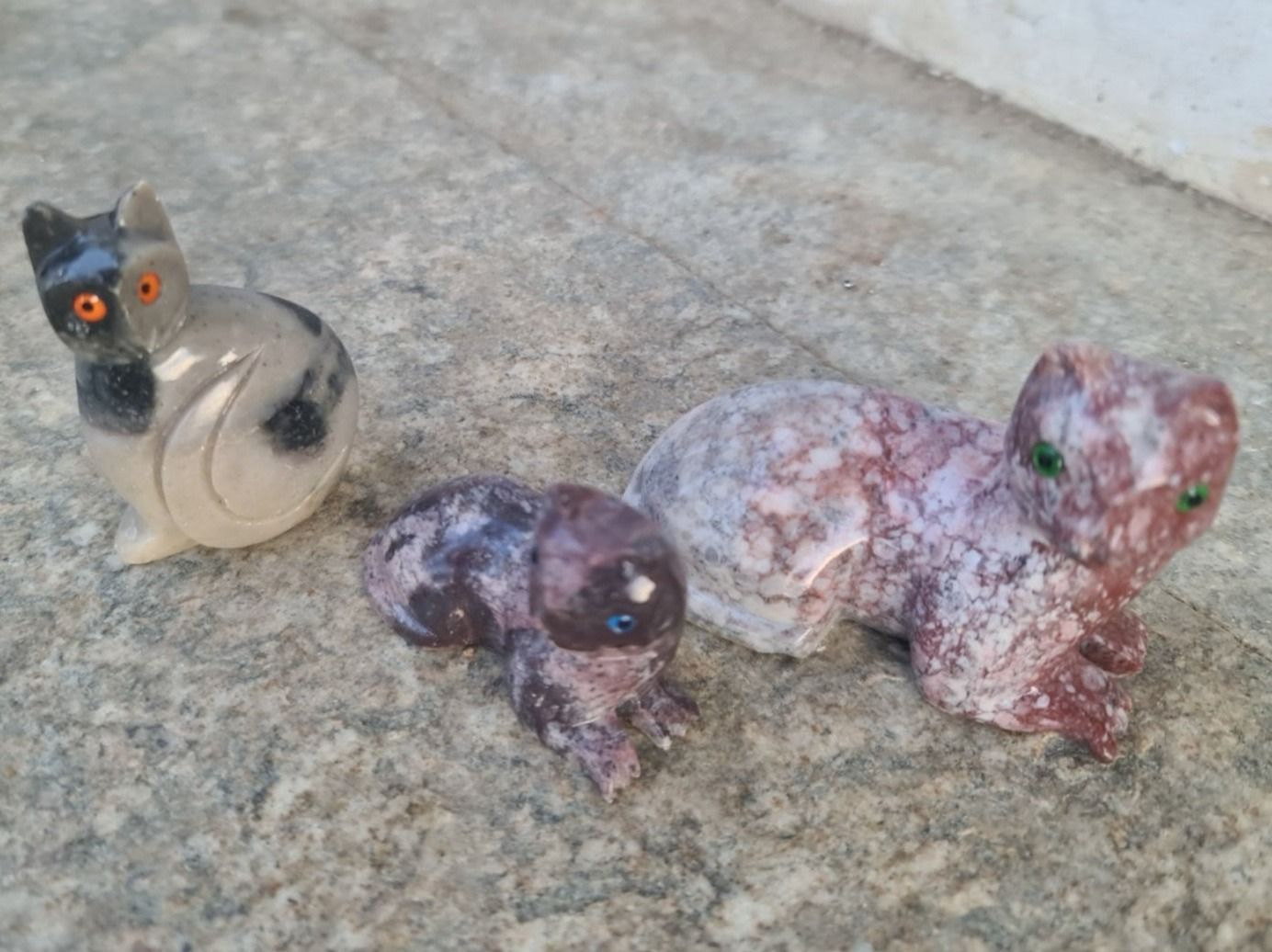 Statuette: 3 wunderschöne Katzen Edelsteine und Speckstein Figuren – Usato da Münchenbuchsee venduto da babilibern 2