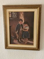 Wandbild Kinder mit Schüssel gerahmt guter Zustand