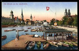 AK Zürich, Ortsansicht von der Quaibrücke