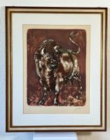 Hans Erni – Original Farblithografie "Stier" EA handsigniert