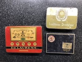 Vintage Zigaretten Dosen, 3 Stück, Rarität