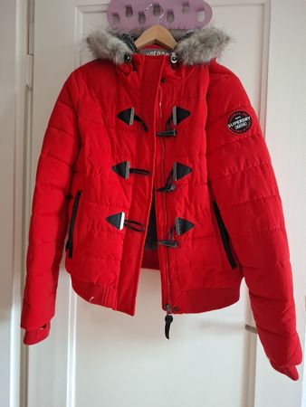Giacca da sci donna Superdry rosso con cappuccio taglia XL
