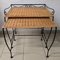 2er Set Beistelltische Rattantisch Vintage 70er Jahre