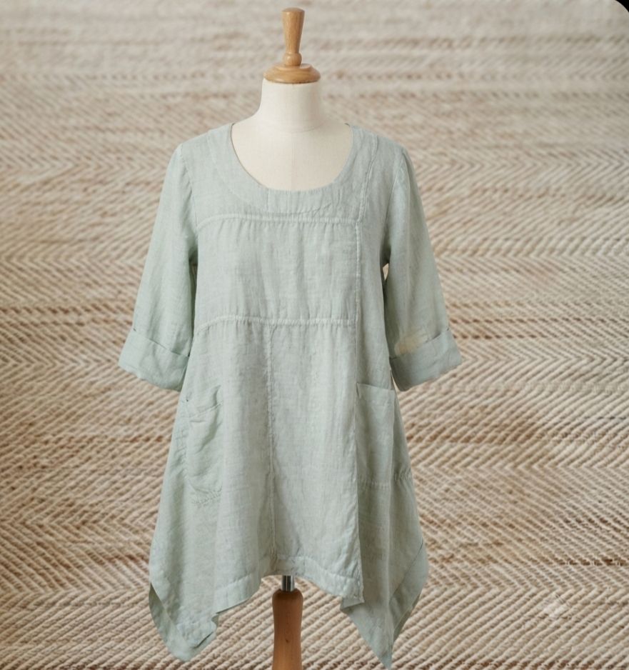 Kleider: Leinenkleid Grizas Gr 44 2XL Mint – Neu (gemäss Beschreibung) aus Menznau von Valinor