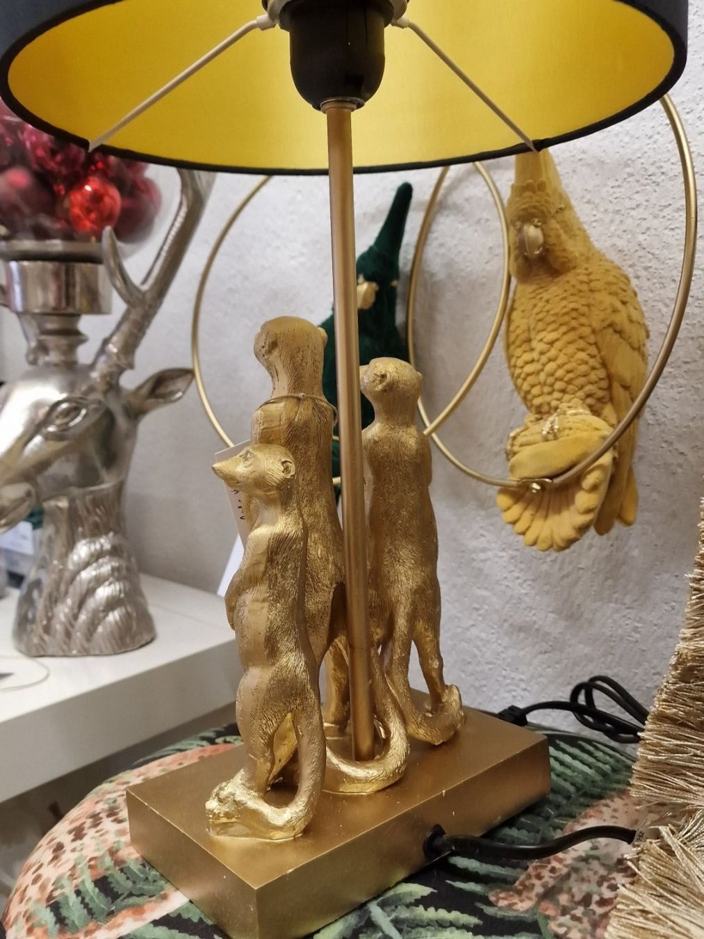 Lampade: Lampe Erdmännchen Gold, Lampenschirm Schwarz – Nuovo e nell'imballaggio originale da Schaffhausen venduto da AtelierPudesco 2