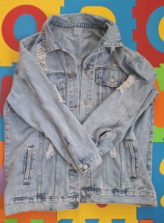 Coole Jeansjacke im used Look, oversize XL