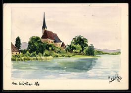 Handgemalt: Mariawörth, Partie am Wört