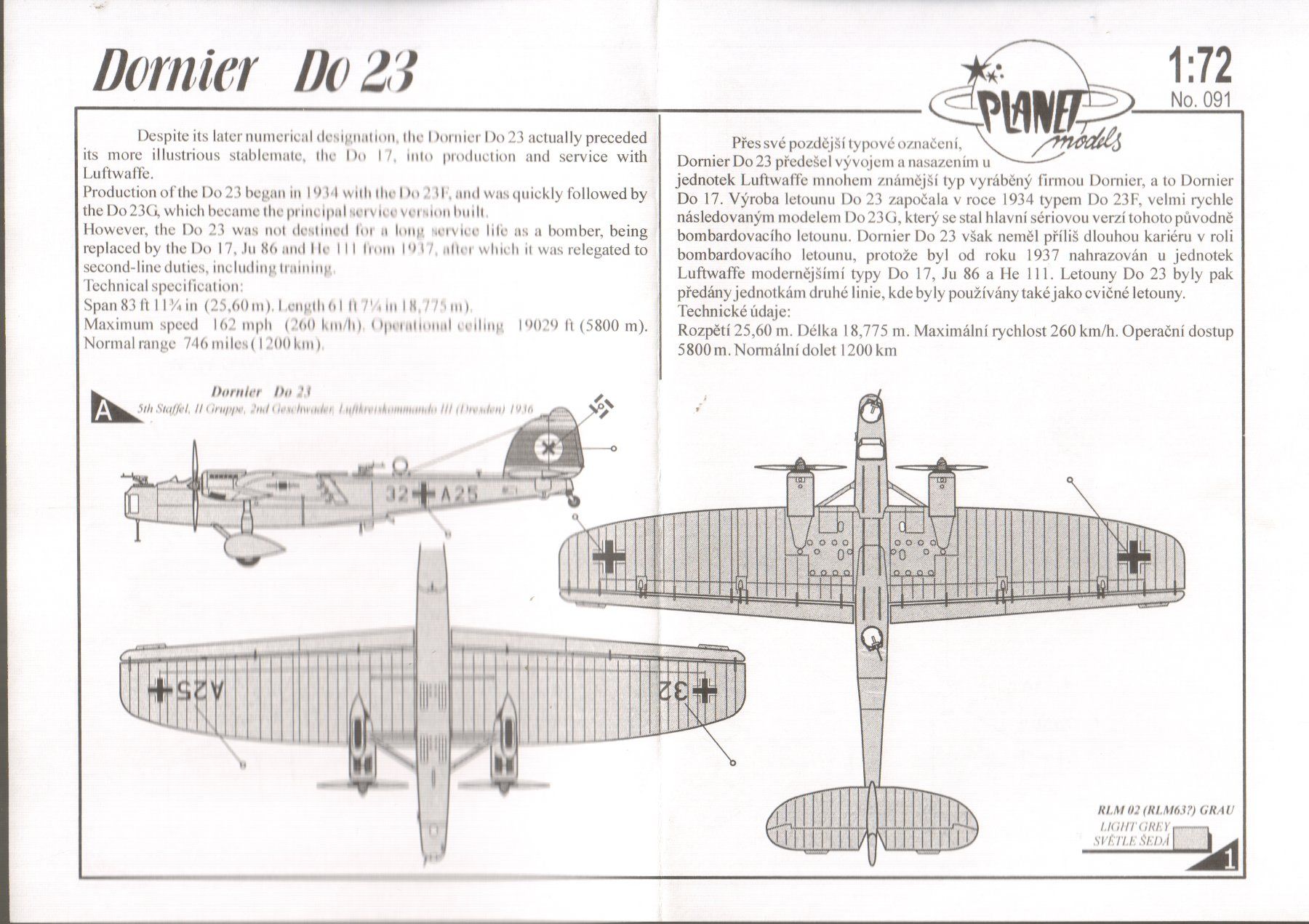 Kit di modellismo & Modellini statici: 1/72 Dornier Do-23 Planet 091 – Nuovo e nell'imballaggio originale da Sion venduto da mika-0926 1