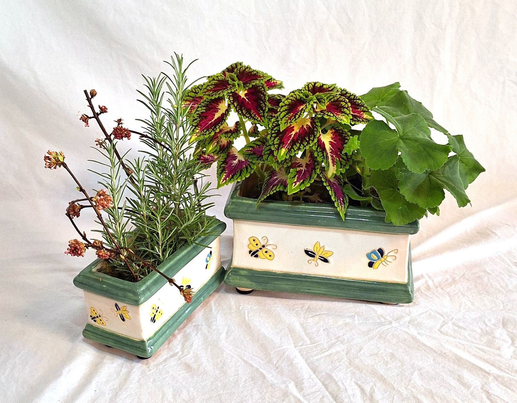 Vasi per fiori: Keramik Blumentopf- Übertopf Set Gummifüsse Schmetterling – Nuovo (secondo la descrizione) da Bergdietikon venduto da Zozo 9