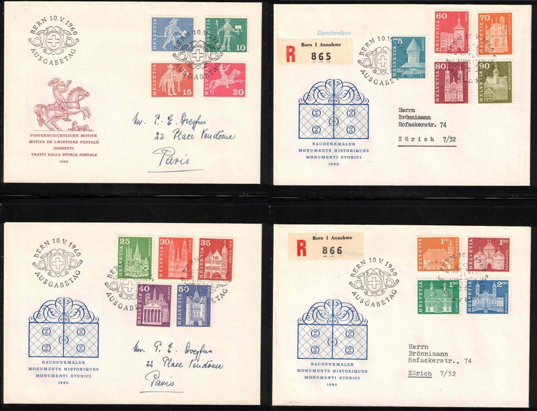 Tutti i francobolli: 1960 Freimarken Serie auf 4 FDC – Nuovo (secondo la descrizione) da Nuglar venduto da Stamp88