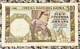 500 Dinara Serbien 1941!!!