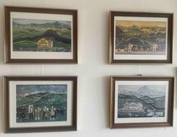 4 Appenzeller Bilder gold eingefasste Rahmen 40x32 cm