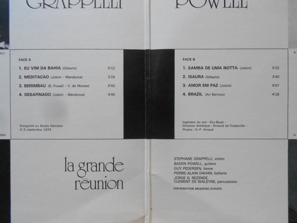 Schallplatten: STEPHANE GRAPPELLI / BADEN POWELL  -  LA GRANDE REUNION – Gebraucht aus Bex von  3