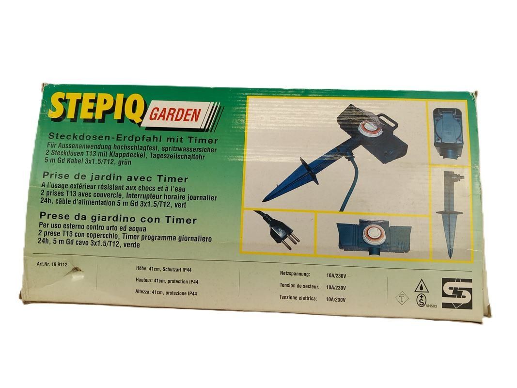 Spine: STEPIQ GARDEN Steckdosen-Erdfahl mit Timer – Nuovo (secondo la descrizione) da Hünenberg venduto da Restwert_Zug