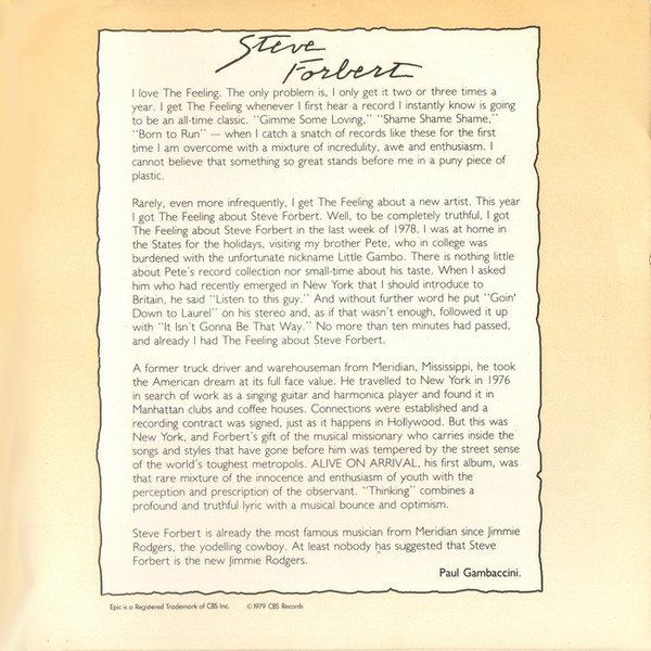 Schallplatten: Forbert Steve: Thinkin' 7" – Gebraucht aus Steinhausen von Vilivinili 2