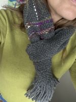 Handmade Knitted Scarf Grey Wool Winter Accessory Nice!