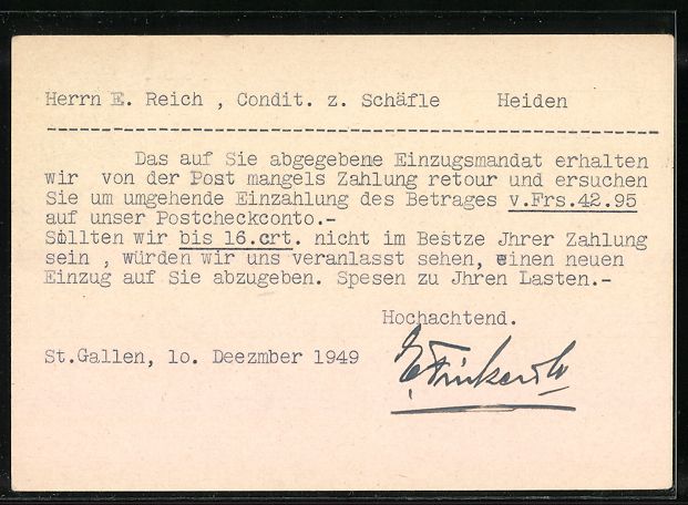 Cartoline postali: St. Gallen, E. Fricker, Co., Papier und  – Usato da Berlin venduto da bartko-reher 1