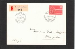FDC : SBK Nr. 332 it. Berna Giorno d'emissione , 15.Vll.1957