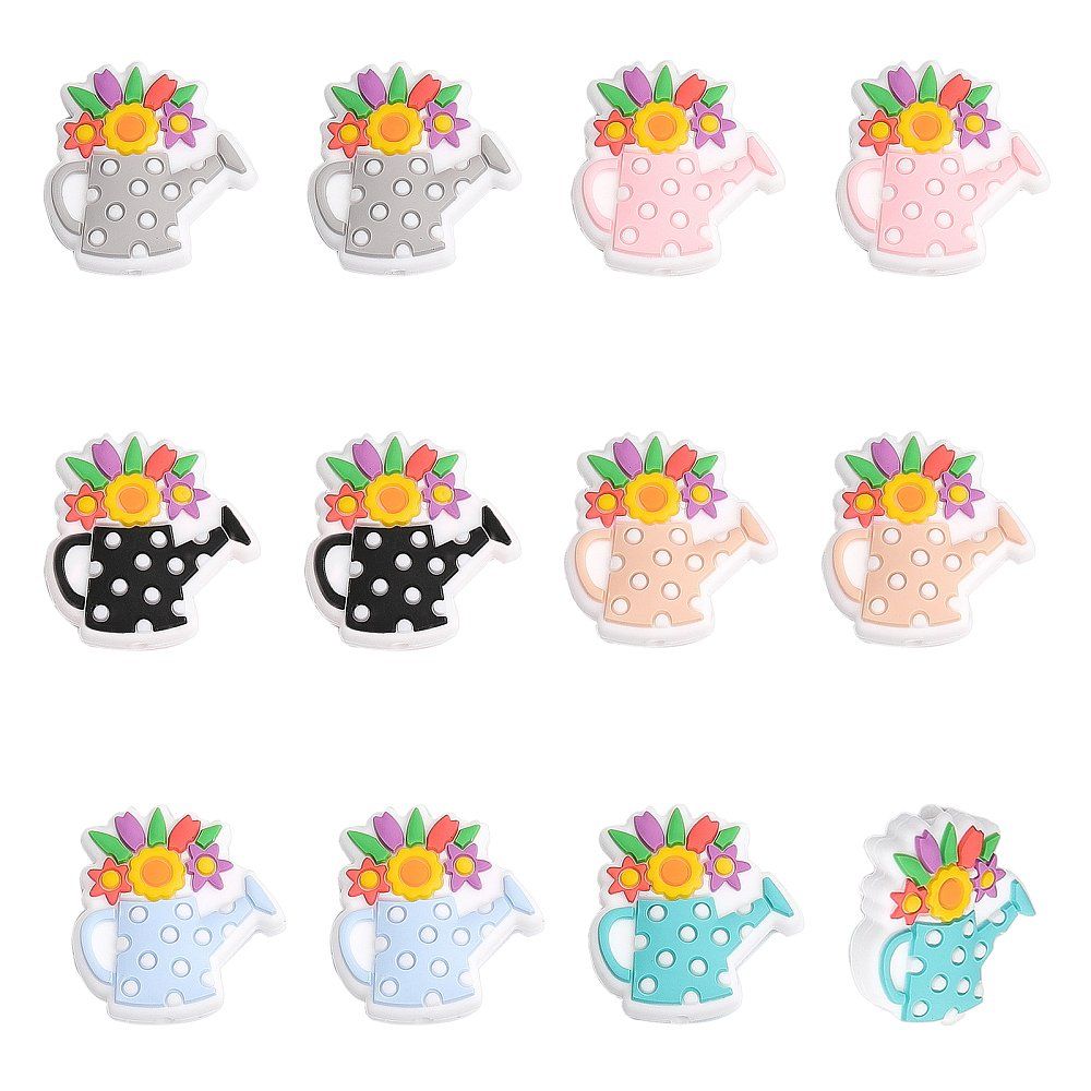 Perlen (unechte): Perle Silikon Blumen Giesskanne 27x26x9mm – Neu (gemäss Beschreibung) aus Alpnachstad von perlengaby