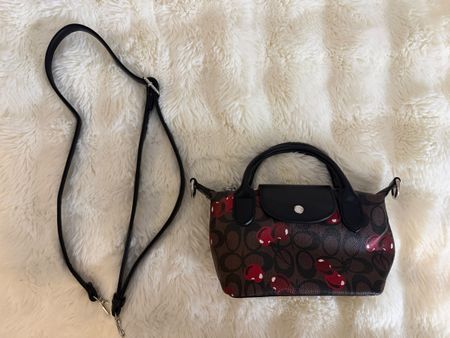 Mini Täschli mit Kirschenmuster braun/rot NEU 