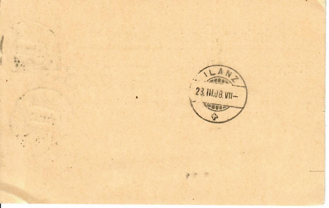Alle Briefmarken: PK, Bündner Tagblatt Chur 1908 – Gebraucht aus Hochdorf von Ziegel-16 1