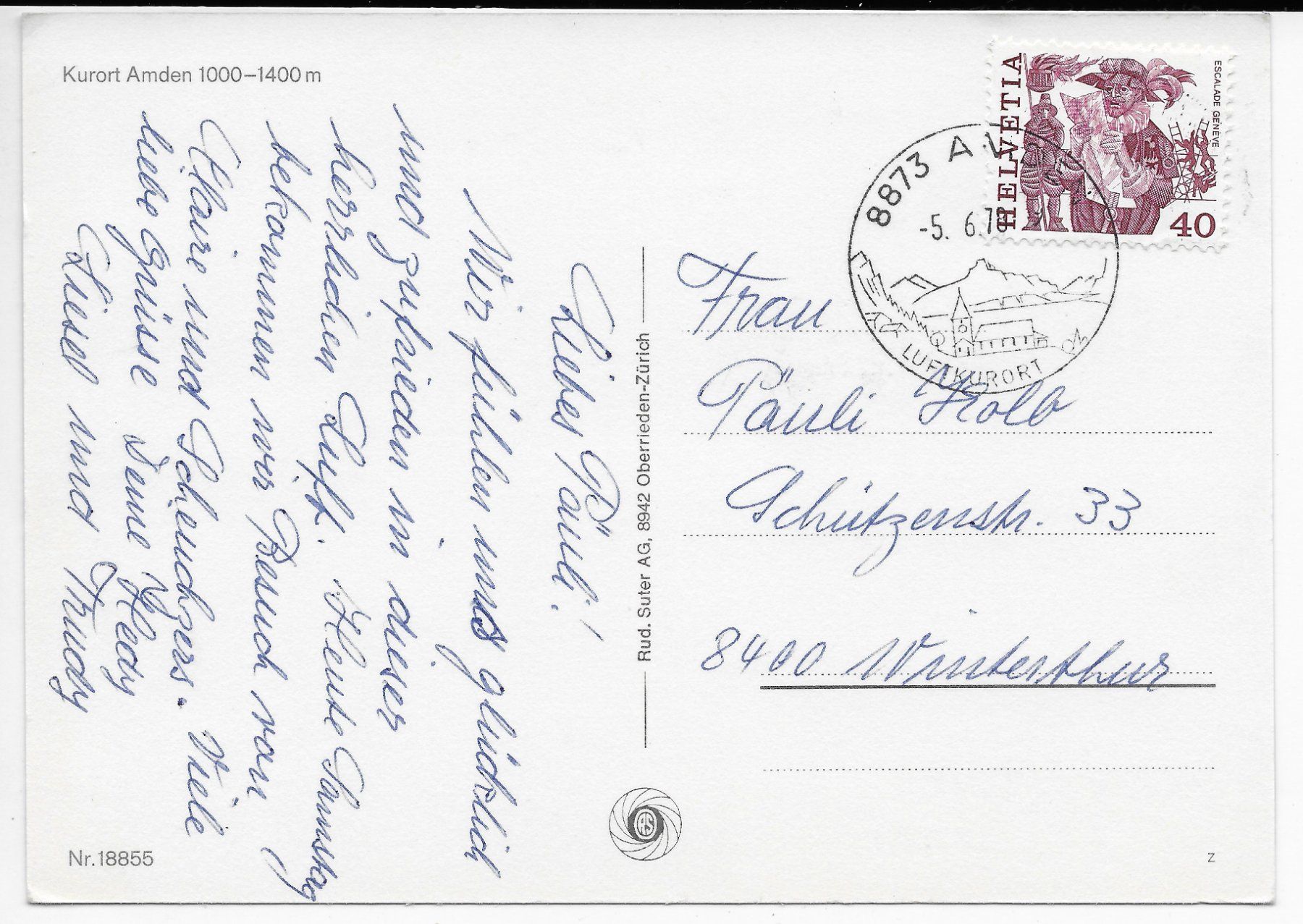 Cartes postales: Kurort Amden – D'occasion à Hefenhofen par Richsalz 1