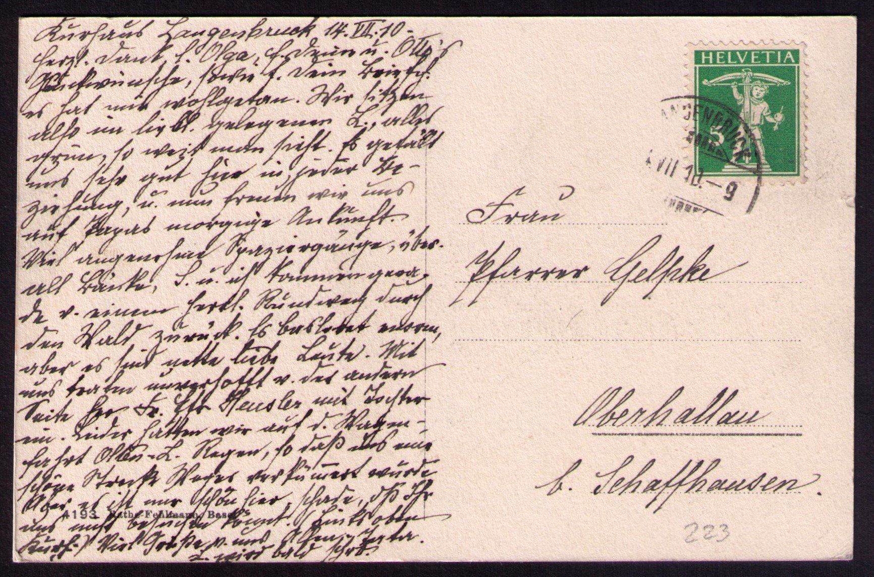 Ansichtskarten: LANGENBRUCK 1910_Basel Land_SCHÖNE Ansichtskarte_AK – Gebraucht aus Marthalen von Ch_quality 1