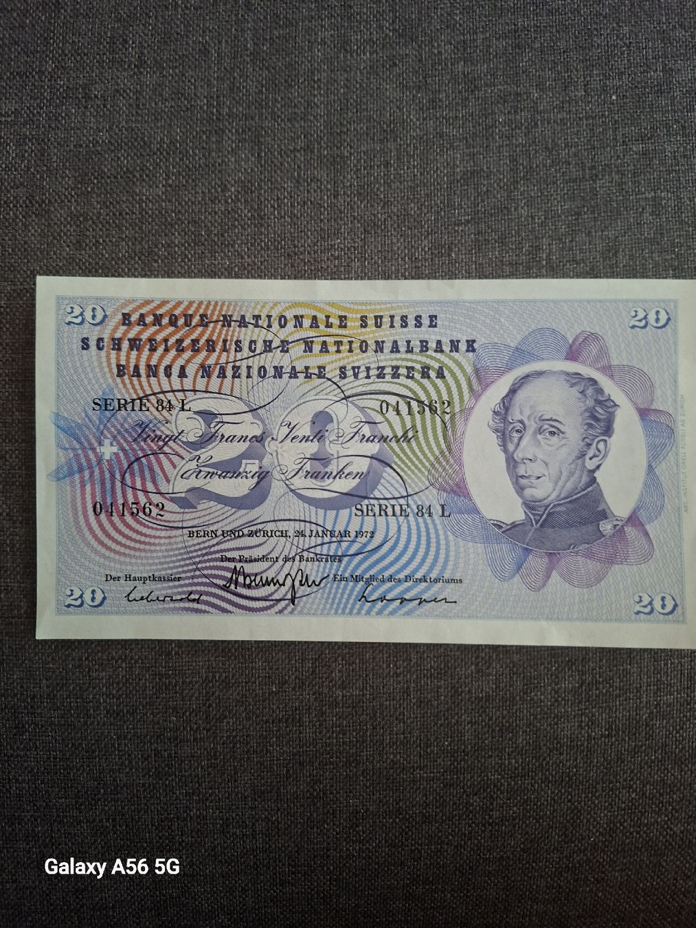 Banknoten: Billet 20.- 24 janvier 1972  – Neu (gemäss Beschreibung) aus Lonay von SILLOT68