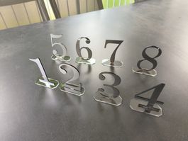 Tischzahlen Hochzeit, Deko Nummern 1-8