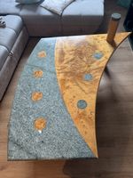 Einzigartiger Couchtisch, Holz/Stein, Top Design, Vintage