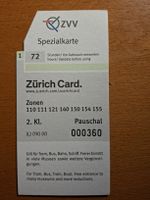 Zürich Card Spezialkarte 72 Stunden 2. Kl. unbenutzt